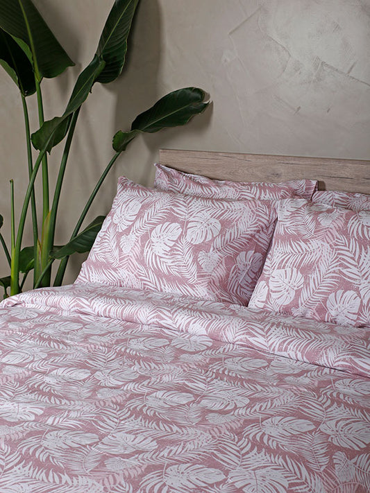 Σετ Σεντόνια Cotton Feelings 2038 Pink Διπλό με Λάστιχο 150x205+30εκ