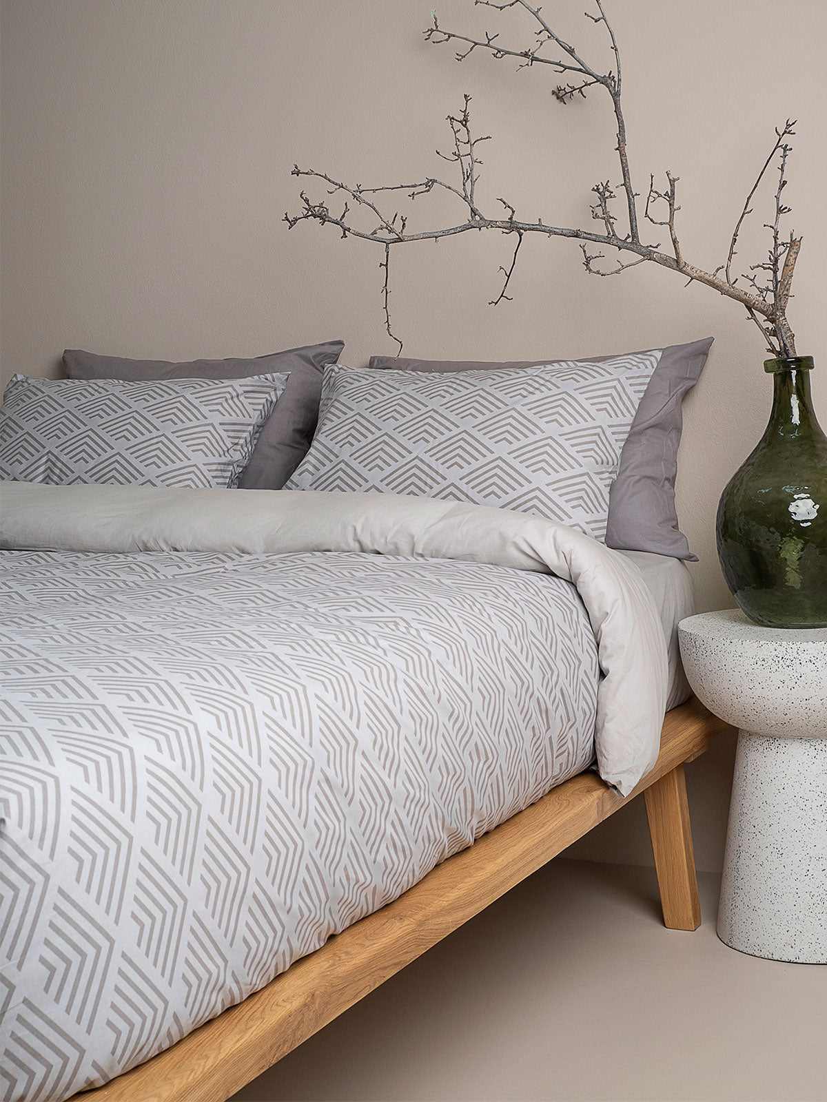 Σετ Σεντόνια Cotton Feelings 2048 Grey Υπέρδιπλο Με Λάστιχο (170x205+30)