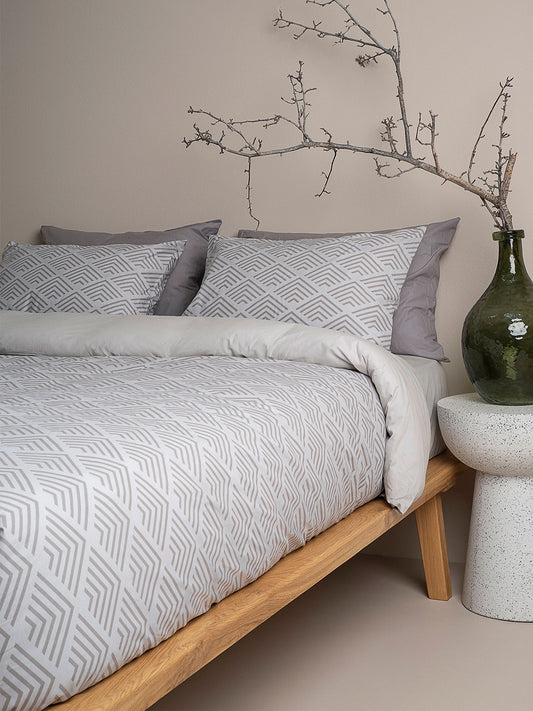 Σετ Σεντόνια Cotton Feelings 2048 Grey Υπέρδιπλο με Λάστιχο 170x205+30εκ