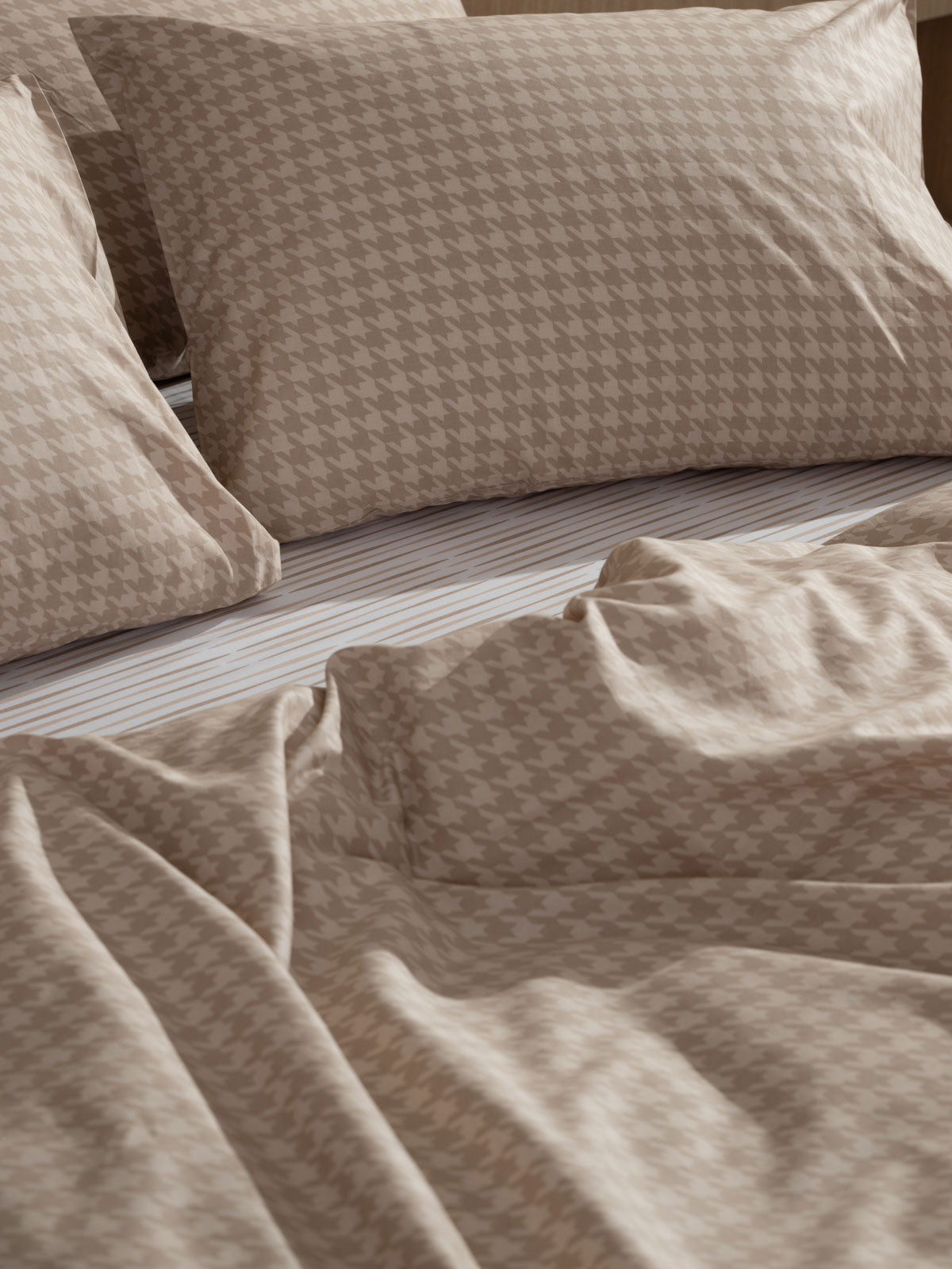 Σετ Σεντόνια Cotton Feelings 2064 Beige Υπέρδιπλο με Λάστιχο 170x205+30εκ