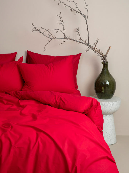 Σετ Σεντόνια Cotton Feelings 113 Red Υπέρδιπλο 235x270εκ