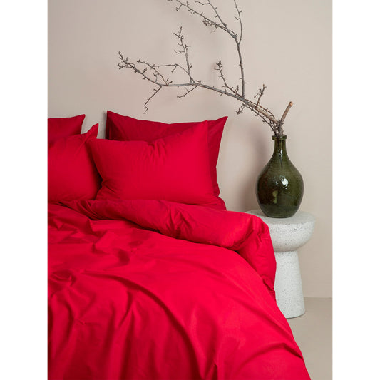 Σετ Σεντόνια Cotton Feelings 113 Red Υπέρδιπλο με Λάστιχο 170x205+30εκ