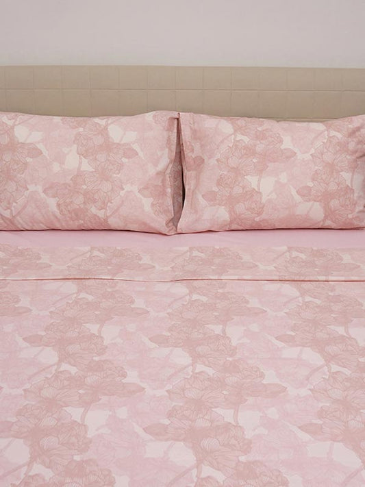 Σετ Σεντόνια Cotton Feelings 2032 Pink Υπέρδιπλο 235x270εκ