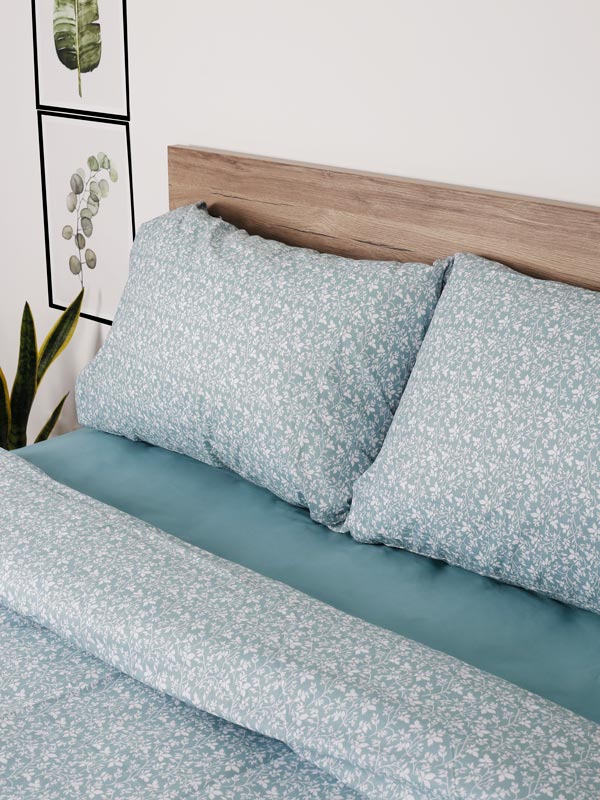 Σετ Σεντόνια Cotton Feelings 920 Aqua Υπέρδιπλο με Λάστιχο 170x205+30εκ