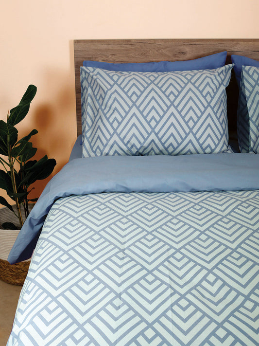 Σετ Σεντόνια Cotton Feelings 2036 Blue Υπέρδιπλο με Λάστιχο 170x205+30εκ