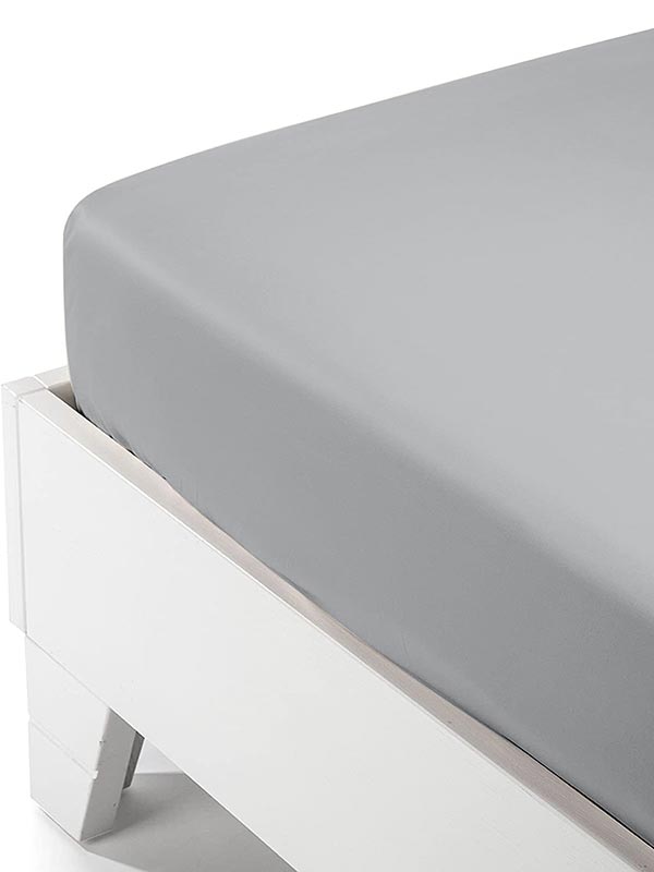 Κατωσέντονο Satin με Λάστιχο Light Grey Διπλό 160x200+40εκ