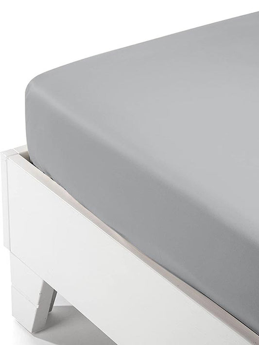 Κατωσέντονο Satin με Λάστιχο Light Grey Διπλό 160x200+40εκ