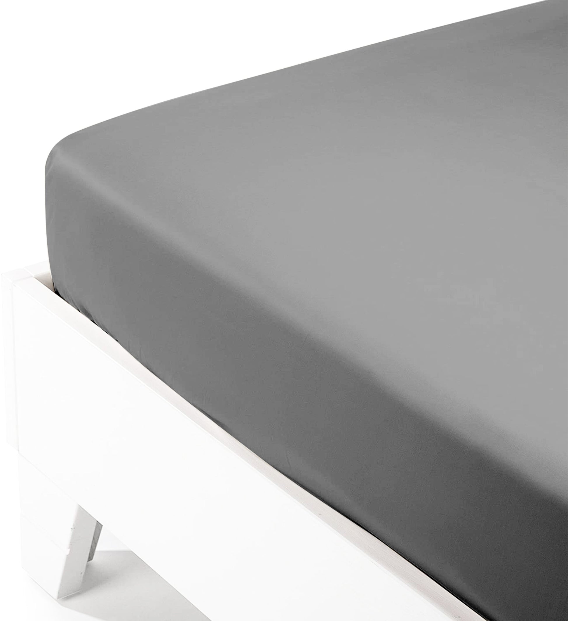 Κατωσέντονο Satin με Λάστιχο Dark Grey Υπέρδιπλο 180x200+40εκ