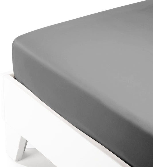 Κατωσέντονο Satin με Λάστιχο Dark Grey Υπέρδιπλο 180x200+40εκ