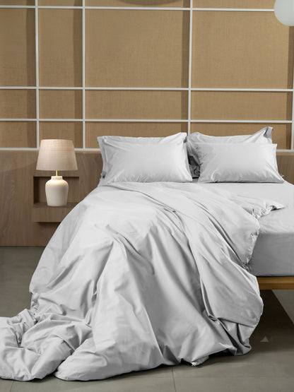 Σετ Σεντόνια Βαμβακοσατέν Omnia Μονόχρωμα White King Size 280x300εκ