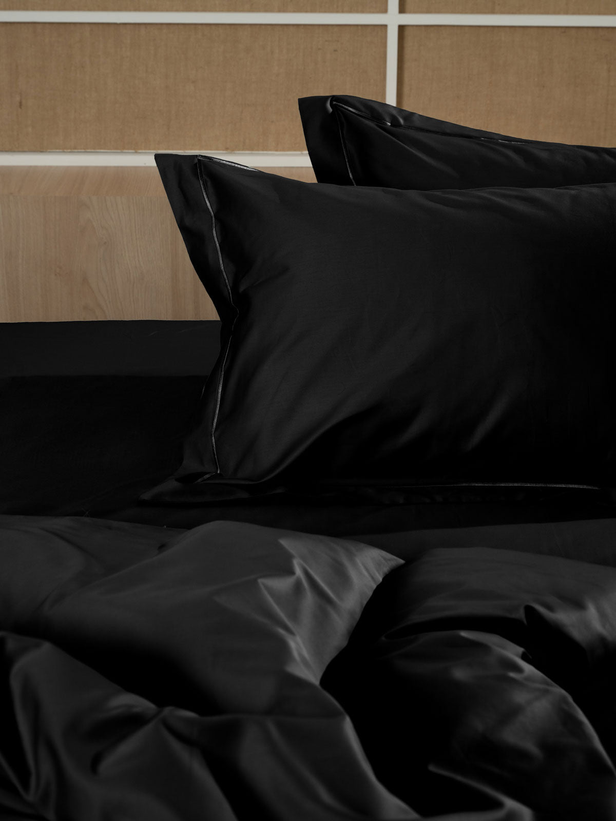 Σετ Σεντόνια Βαμβακοσατέν Omnia Μονόχρωμα Black King Size 280x300εκ