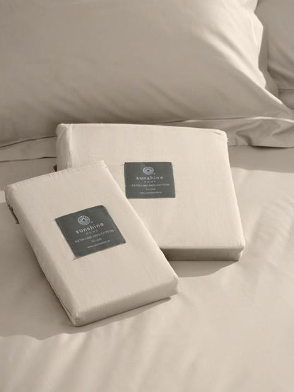 Σετ Σεντόνια Βαμβακοσατέν Omnia Μονόχρωμα Beige King Size 280x300εκ