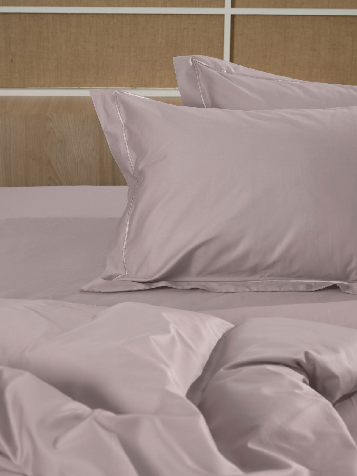 Σετ Σεντόνια Βαμβακοσατέν Omnia Μονόχρωμα Powder King Size 280x300εκ