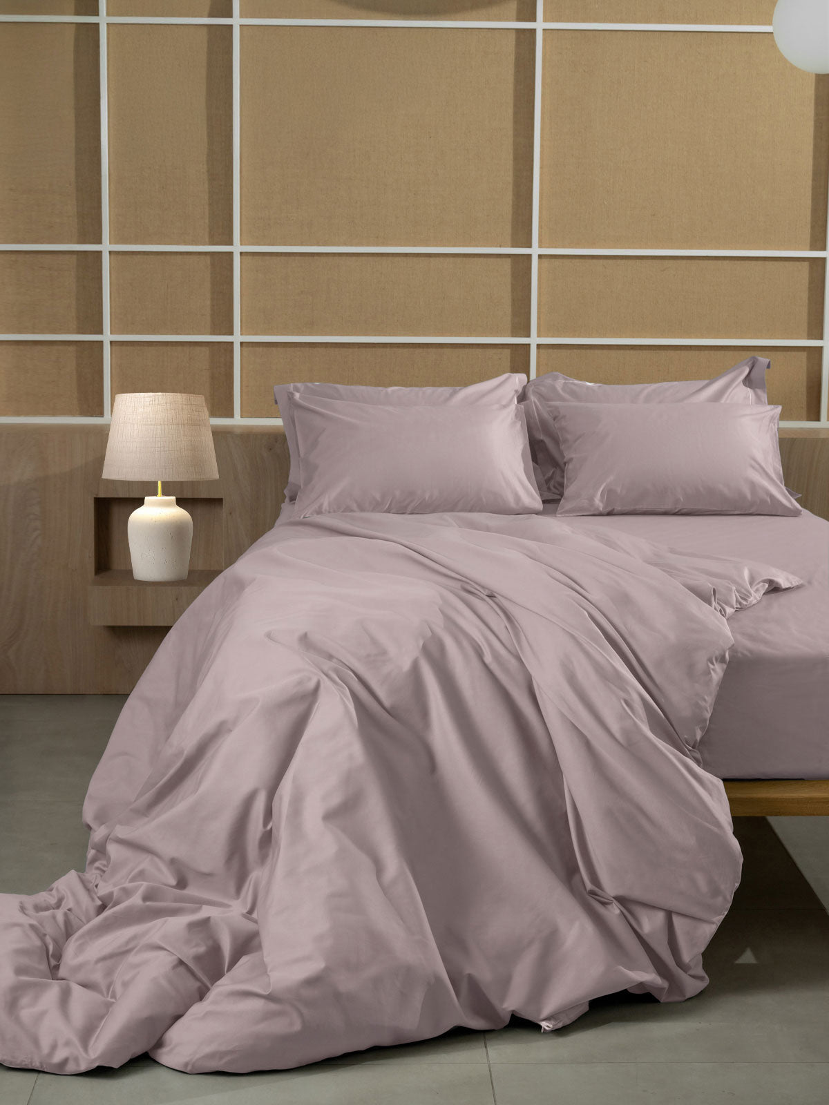 Σετ Σεντόνια Βαμβακοσατέν Omnia Μονόχρωμα Powder King Size 280x300εκ