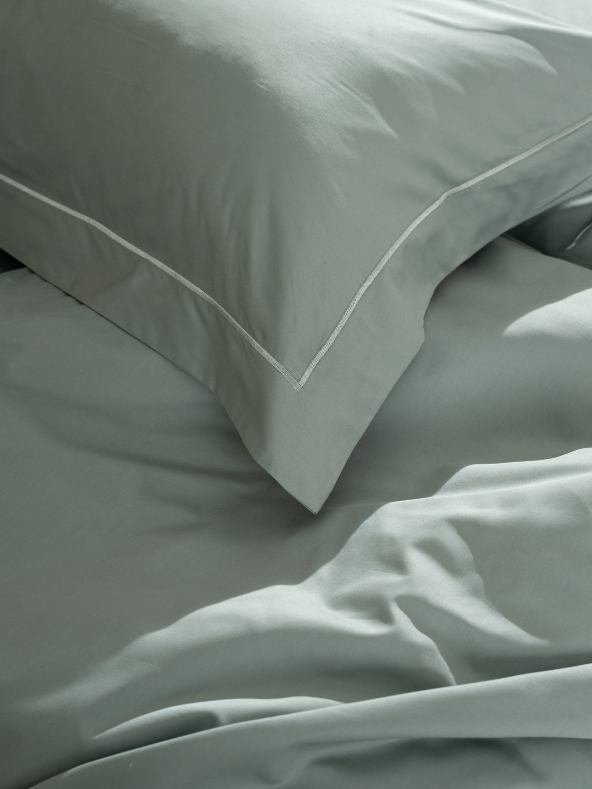 Σετ Σεντόνια Βαμβακοσατέν Omnia Μονόχρωμα Aqua King Size 280x300εκ