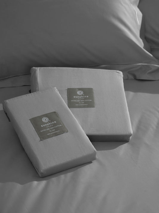Σετ Σεντόνια Βαμβακοσατέν Omnia Μονόχρωμα Grey King Size 280x300εκ