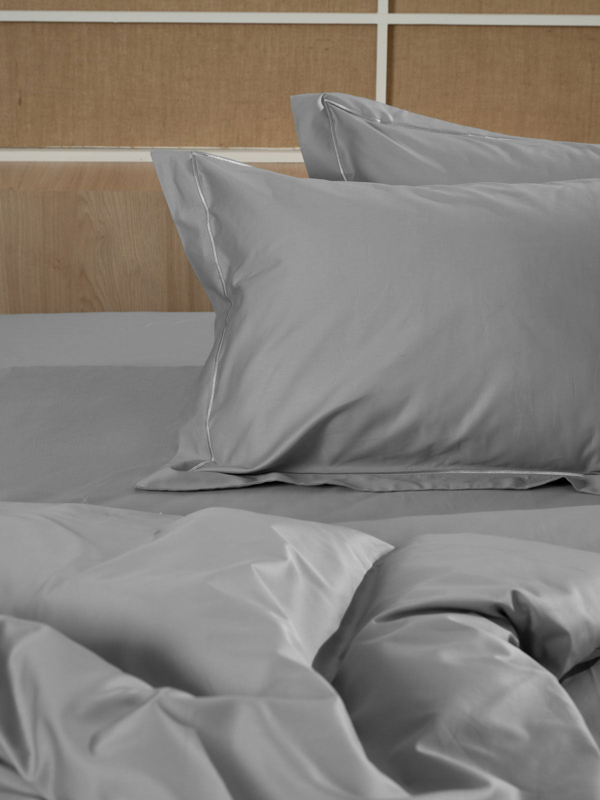 Σετ Σεντόνια Βαμβακοσατέν Omnia Μονόχρωμα Grey King Size 280x300εκ