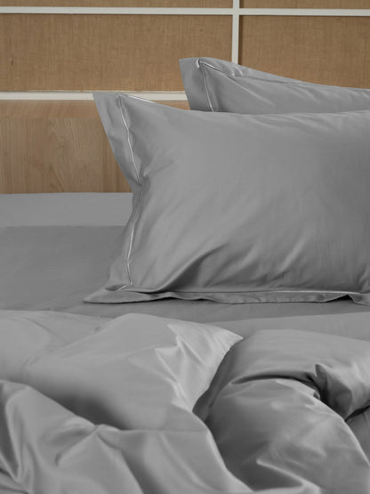 Σετ Σεντόνια Βαμβακοσατέν Omnia Μονόχρωμα Grey King Size 280x300εκ