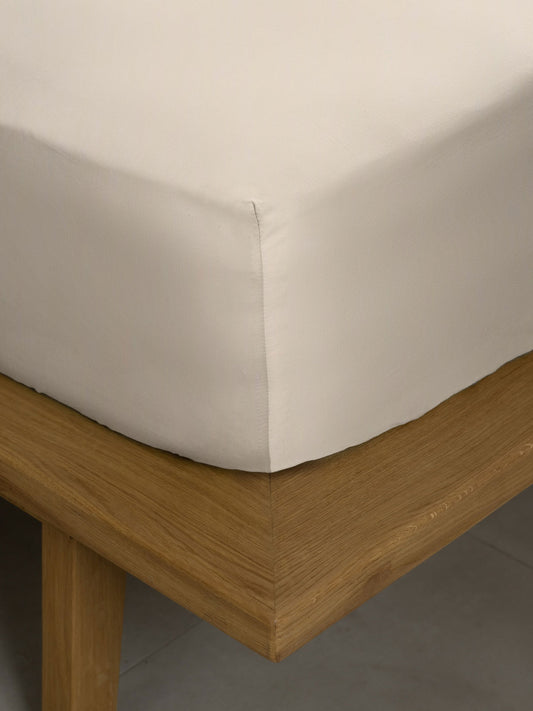 Κατωσέντονο Βαμβακοσατέν Omnia με Λάστιχο Beige Διπλό 160x200+40εκ