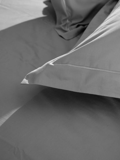 Κατωσέντονο Βαμβακοσατέν Omnia με Λάστιχο Grey Διπλό 160x200+40εκ