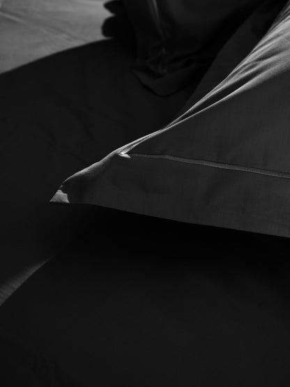 Κατωσέντονο Βαμβακοσατέν Omnia με Λάστιχο Black Υπέρδιπλο 180x200+40εκ