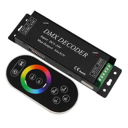 Ασύρματος LED RGB Controller DMX512 με Χειριστήριο Αφής 2.4G RF 5V (75w) - 12V (180w) - 24V (360w) DC 15144