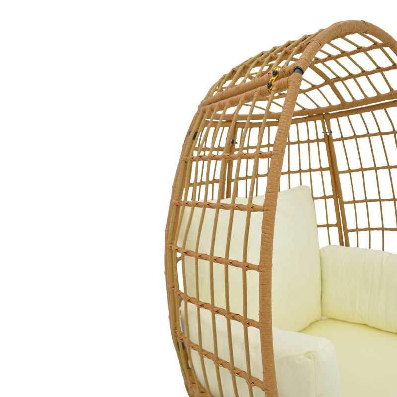 Πολυθρόνα Frox Wicker Rattan Φυσικό-Μεταλλικό Φυσικό-Μαύρο Πόδι-Μπεζ Μαξιλάρι 96x76x145