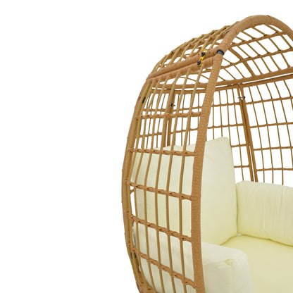 Πολυθρόνα Frox Wicker Rattan Φυσικό-Μεταλλικό Φυσικό-Μαύρο Πόδι-Μπεζ Μαξιλάρι 96x76x145