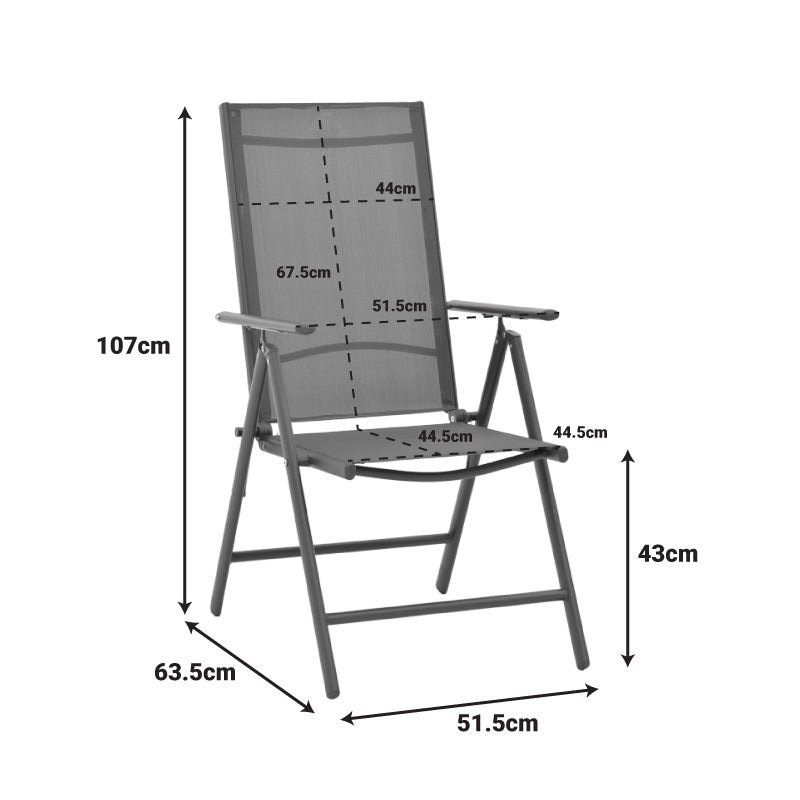 Πολυθρόνα Candor Ανθρακί Μέταλλο και Γκρι Textilene 51.5x63.5x107