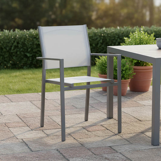 Πολυθρόνα Confidence Ανθρακί Μέταλλο και Γκρι Textilene 54x54x86