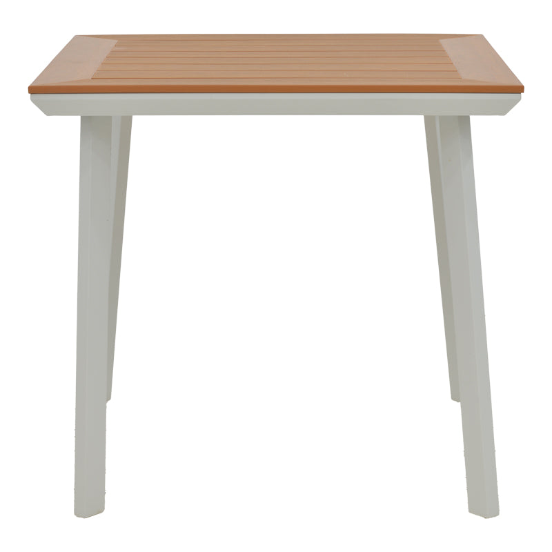 Τραπέζι Synergy Αλουμίνιο Λευκό-Plywood Φυσικό 80x80x74