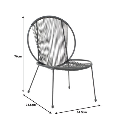 Καρέκλα Κήπου Dapper Μαύρο Μέταλλο-PE Μαύρο 64.5x74.5x76