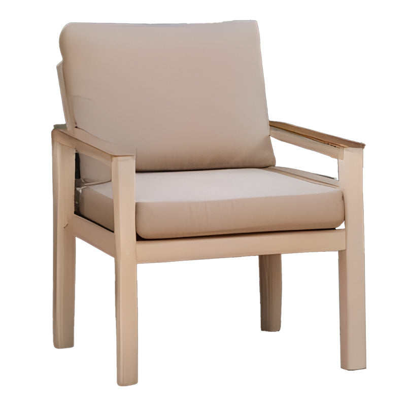 Σαλόνι Κήπου Fashionable Σετ 4 Τμχ Ύφασμα Μπεζ-Λευκό Αλουμίνιο-Plywood σε Φυσική Απόχρωση