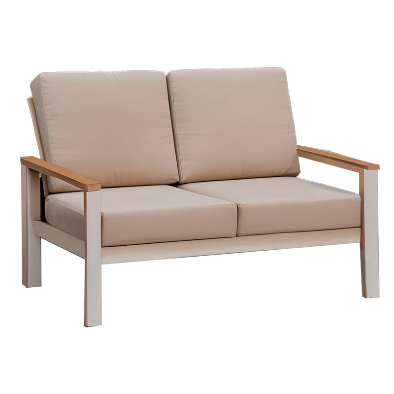 Σαλόνι Κήπου Fashionable Σετ 4 Τμχ Ύφασμα Μπεζ-Λευκό Αλουμίνιο-Plywood σε Φυσική Απόχρωση