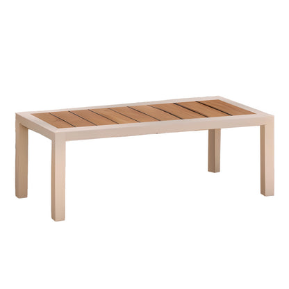 Σαλόνι Κήπου Fashionable Σετ 4 Τμχ Ύφασμα Μπεζ-Λευκό Αλουμίνιο-Plywood σε Φυσική Απόχρωση