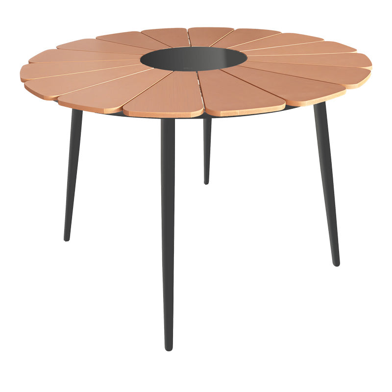 Τραπέζι Pinap Μαύρο Αλουμίνιο και Plywood σε Φυσική Απόχρωση Φ110x74