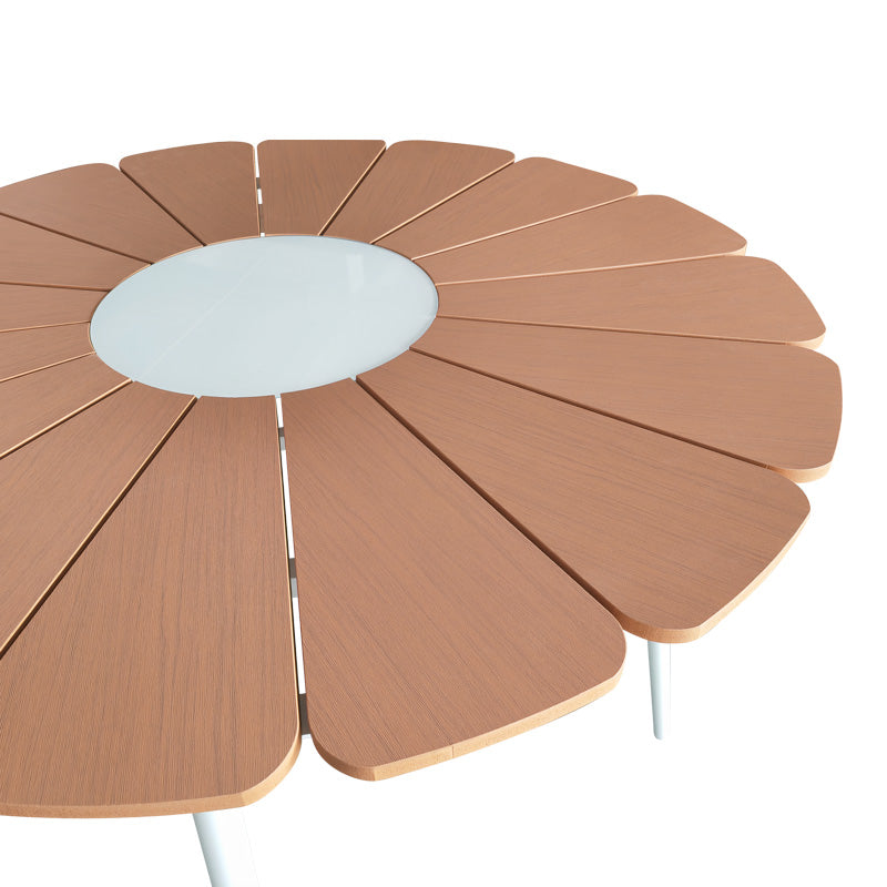 Τραπέζι Pinap Λευκό Αλουμίνιο και Plywood σε Φυσική Απόχρωση Φ110x74