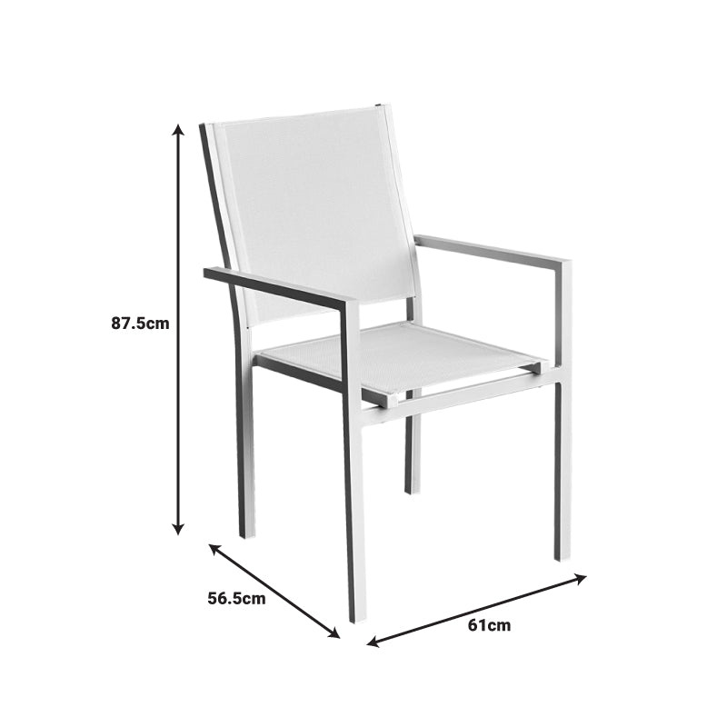 Πολυθρόνα Zacreta Αλουμίνιο-Textilene σε Λευκή Απόχρωση 61x56.5x87.5