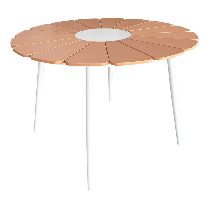 Τραπεζαρία Pinap-Dashiell Σετ 5 Τεμ Λευκό Αλουμίνιο και Plywood σε Φυσική Απόχρωση Φ110x74