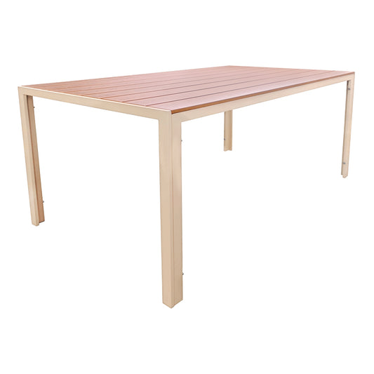 Τραπέζι Nares Αλουμίνιο Cappuccino-Plywood σε Φυσική Απόχρωση 140x80x72.5