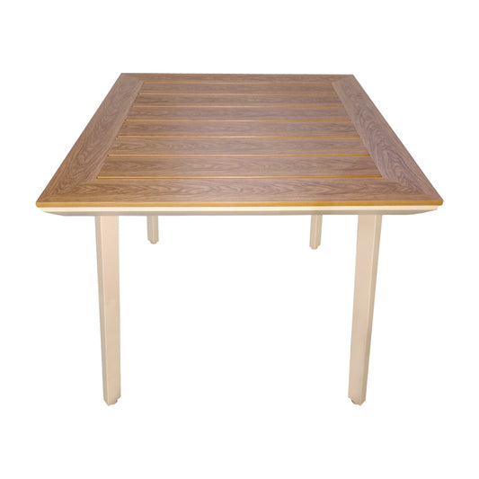 Τραπέζι Synergy Αλουμίνιο Cappuccino-Plywood σε Φυσική Απόχρωση 80x80x74