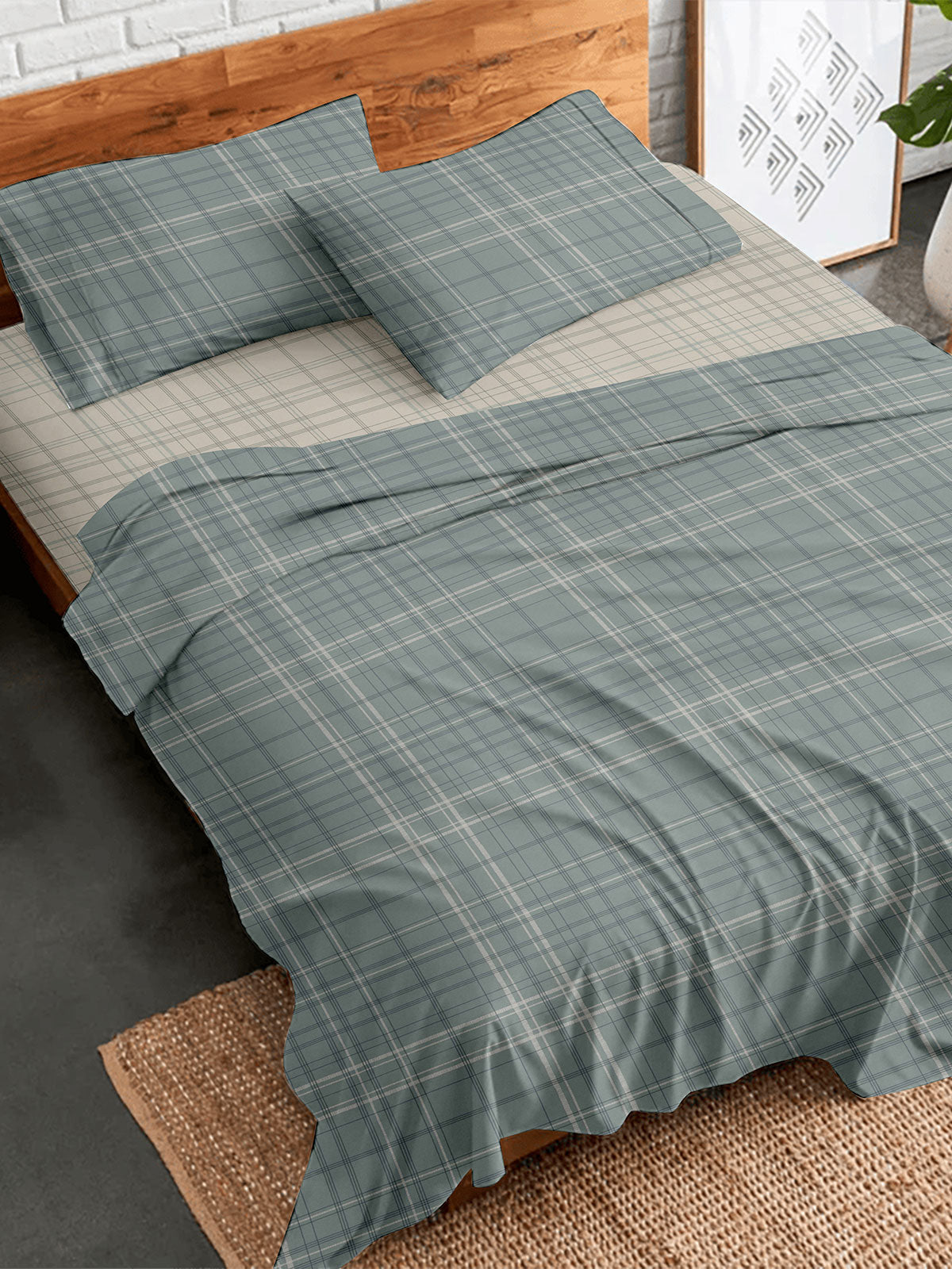 Σετ Σεντόνια Flannel 2066 Grey Διπλό Με Λάστιχο (150x205+30)