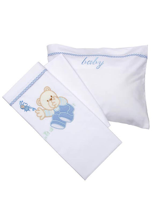 Σεντόνια Κεντητά Κούνιας Bear 04 Blue Κούνιας