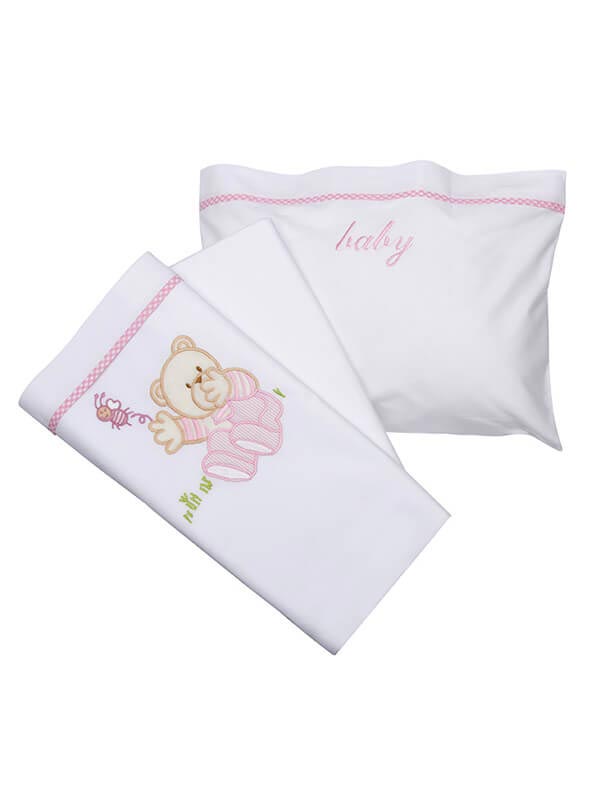 Σεντόνια Κεντητά Κούνιας Bear 04 Rose Κούνιας