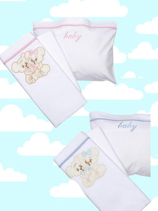 Σεντόνια Κεντητά Κούνιας Couple 06 Blue Κούνιας