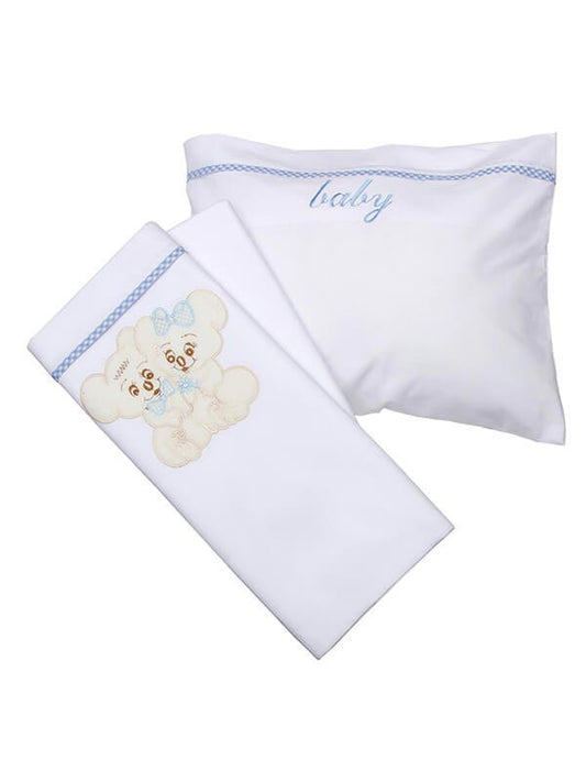 Σεντόνια Κεντητά Κούνιας Couple 06 Blue Κούνιας