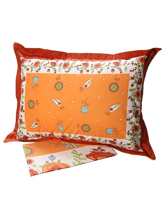 Σετ Σεντόνια Cotton Feelings Εμπριμέ 4675 Orange Μονό 160x260εκ