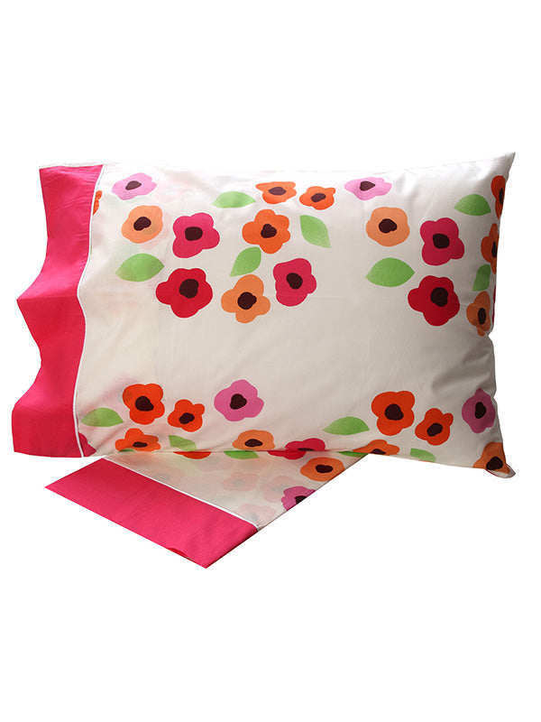 Σετ Σεντόνια Cotton Feelings Εμπριμέ 529 Pink Μονό 160x260εκ