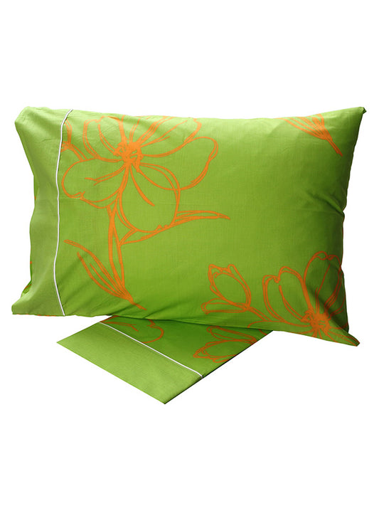 Σετ Σεντόνια Cotton Feelings Εμπριμέ 537 Green Μονό 160x260εκ