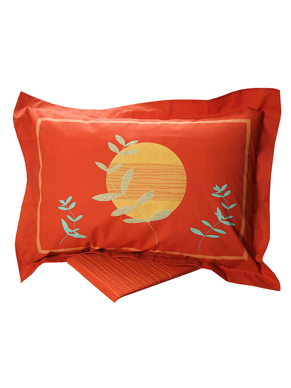 Σετ Σεντόνια Cotton Feelings Εμπριμέ 693 Brick Μονό 160x260εκ